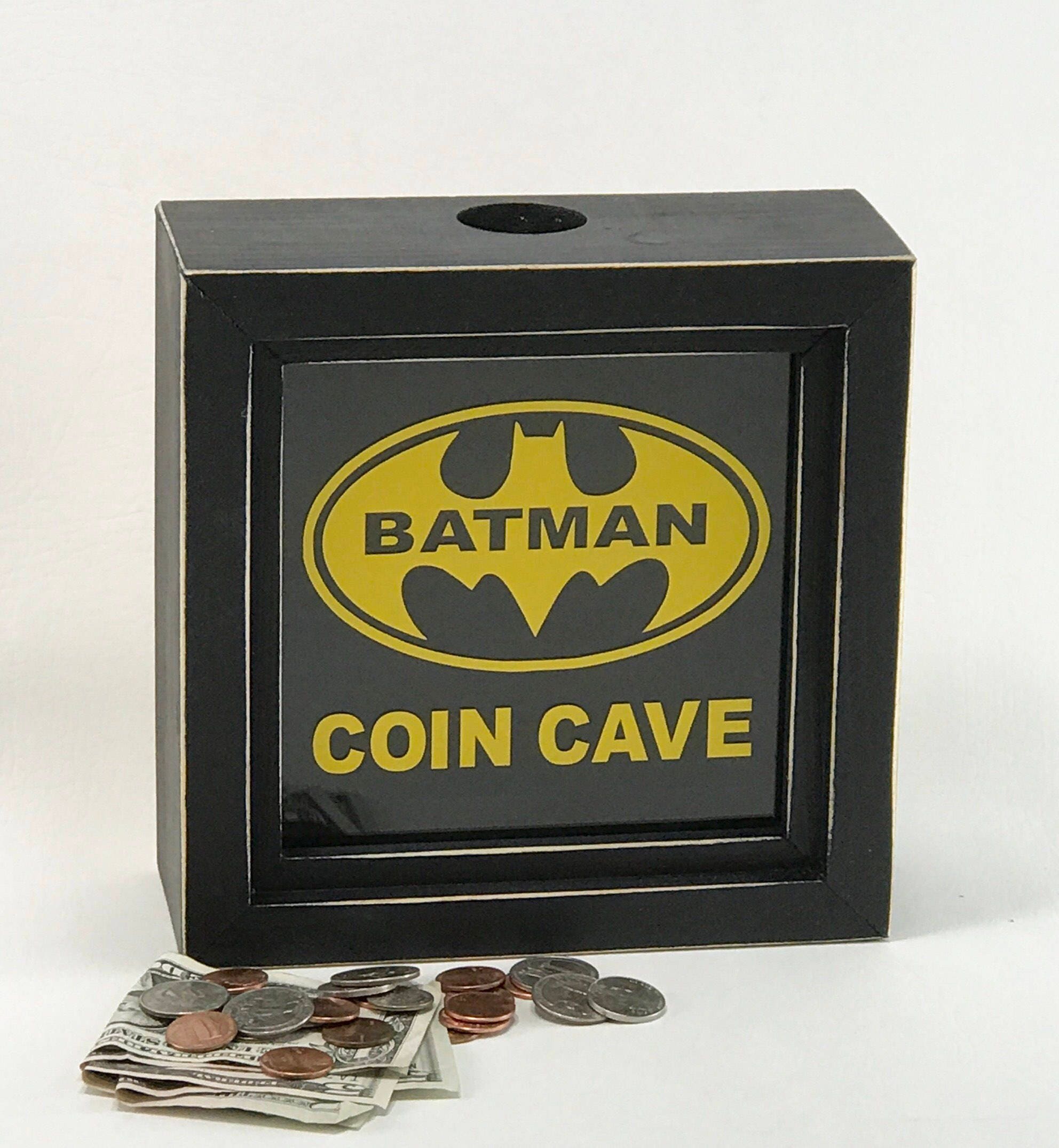 Batman piggy bank shadow box bank childs room decor coin