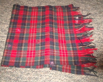 vintage ladies head neck scarf pendleton authentic christie tartan virgin wool plaid