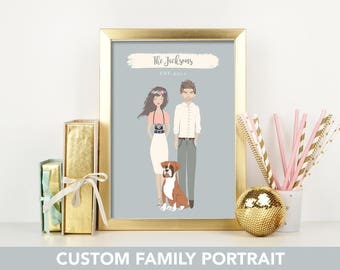 custom portrait, custom family portrait, personalized portrait, personalized family portrait, Custom couple, custom wedding gift,
