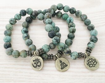 African Turquoise Yoga Bracelet Handmade jewelry Handmade Bracelet Yoga Bracelet Lotus Bracelet Buddha Bracelet Bracelet Yoga Jewelry Yoga