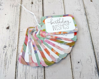 Gift Tags, Gift Tag Set, Assorted Tags, Party Tags, Paper Tags, Birthday Gift Tags, Hanging Tags, Set of 12 Large Gift Tags, Birthday Wishes