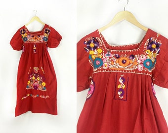 Red mexican dress | Etsy