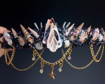 The ASTROLOGY Mermaid Crown / headband / headdress with Swarovski crystal details