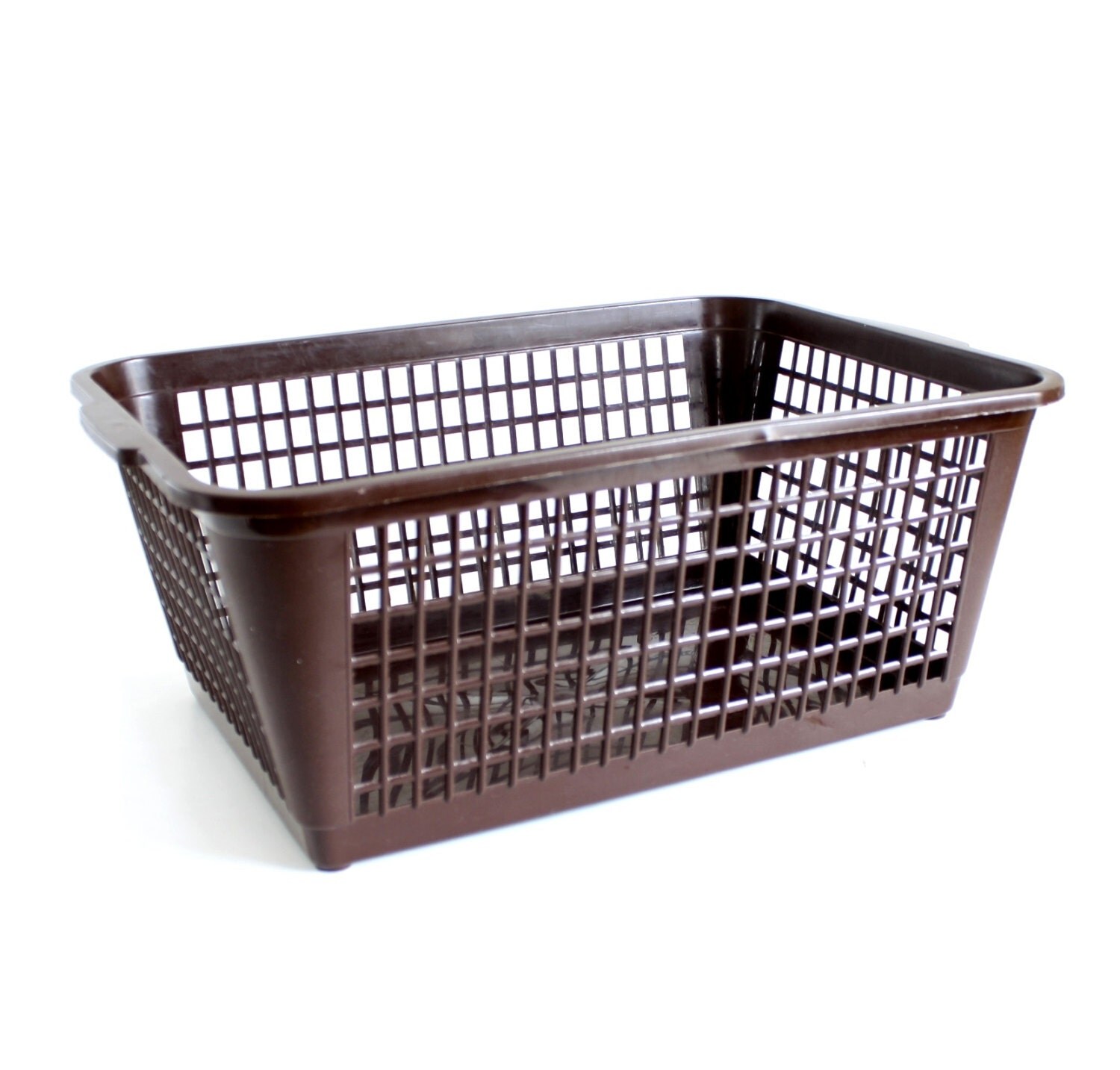Mini Laundry Basket Plastic Storage Bin Brown Rectangular