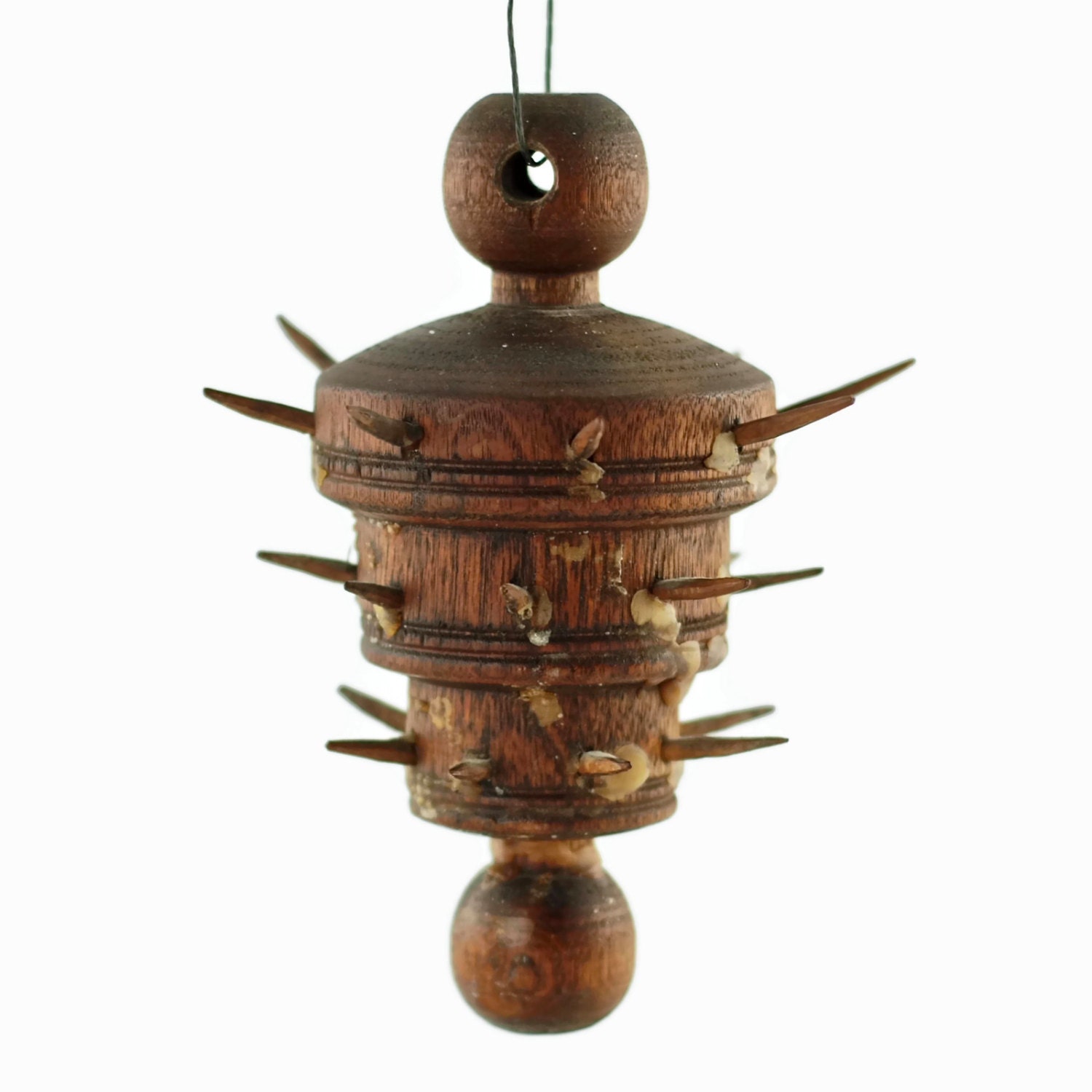 Antique Early American Wooden Spiked Tallow Candle Dryer