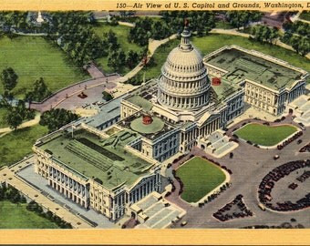 Washington D.C., U.S. Capitol, Grounds - Linen Postcard - Vintage Postcard - Unused (VV)