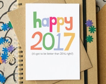 Funny New Year Card - Happy 2017 Card - New Year Card - Happy New Year Card - Funny 2017 Greetings Card - Belated Christmas Card