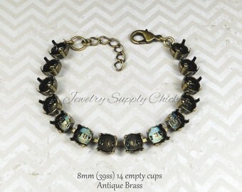 8mm (39ss) antique brass empty cup chain bracelet