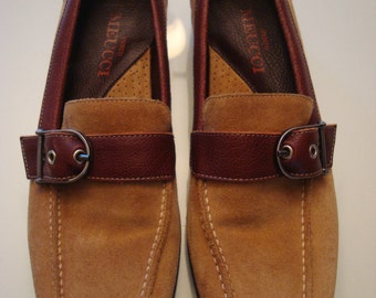 Sesto Meucci Camel Brown TWO-TONE LOAFERS 6 1/2 N