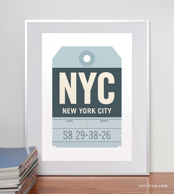 New York City New York NYC. Luggage Tag Poster. Baggage Tag