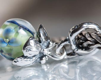 Small core Dangle SRA Lampwork Bead european charm bracelet BHB sterling silver