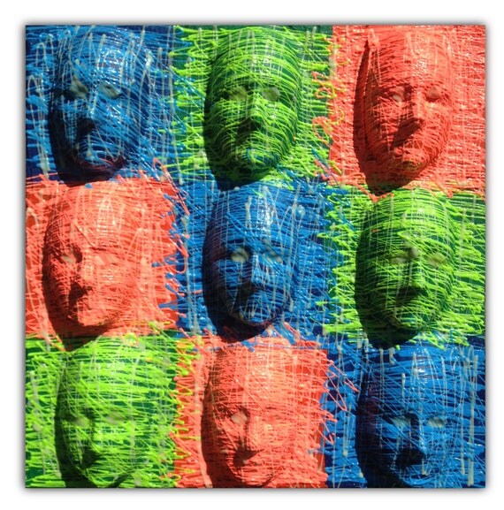 Faces Modern Art Painting/Sculpture ORIGINAL 22x22 by Anthony