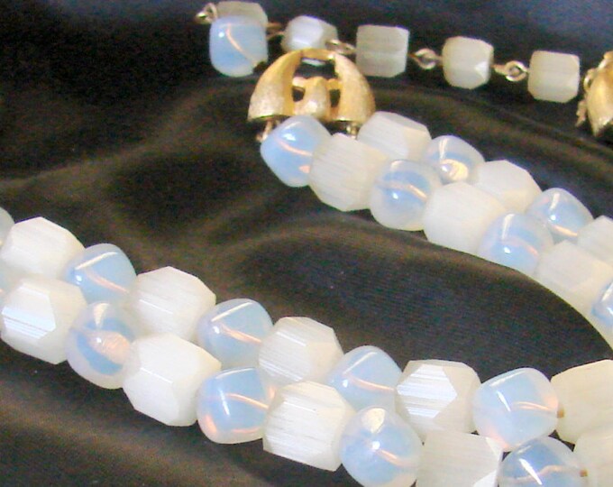 Mid Century Crown Trifari Demi Parure / Necklace / Bracelet / Designer Signed / Wedding Bridal / Vintage Jewelry