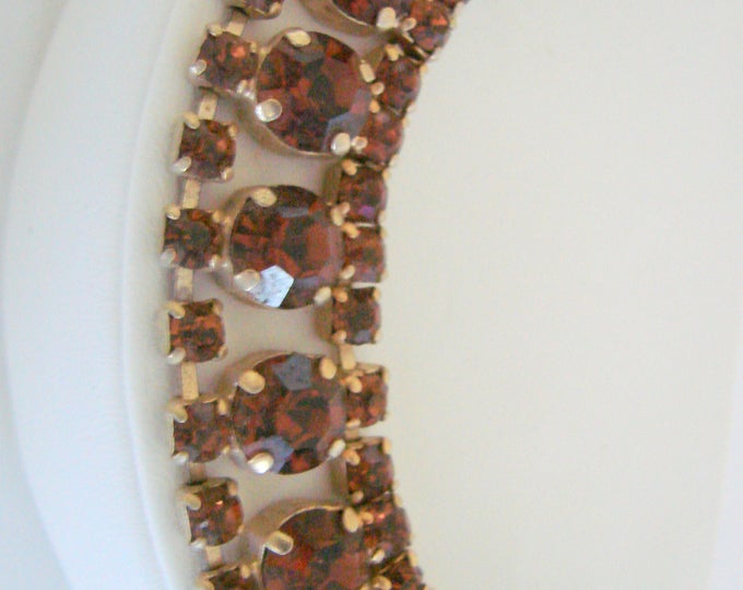 Mid Century Topaz Rhinestone Bracelet / Faceted Prong Set Rhinestones / 1960s / Vintage Jewelry / Jewellery