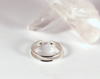 Adjustable Double Band Style Toe Ring, Sterling Silver, Made to Order