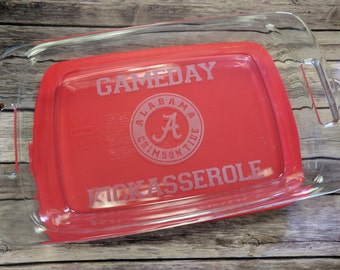 9" x 13" Alabama Game Day Kickasserole Engraved Pyrex Baking Dish