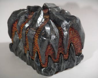 Handcrafted Koth Deck Box by Leifkicker. Red and Orange Painted Resin Box. Great for EDH; holds 100 Sleeved Cards.