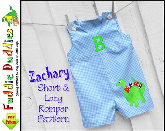 Zachary Boy's Sewing Pattern, Romper Pattern, Jon Jon Pattern, Longall Pattern, pdf sewing pattern. Short and Long Romper Pattern. Download