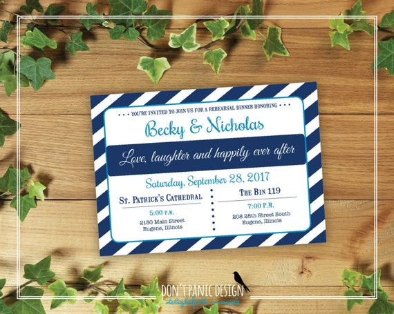 Printable Rehearsal Dinner Invitation Nautical By Dontpanicdesign