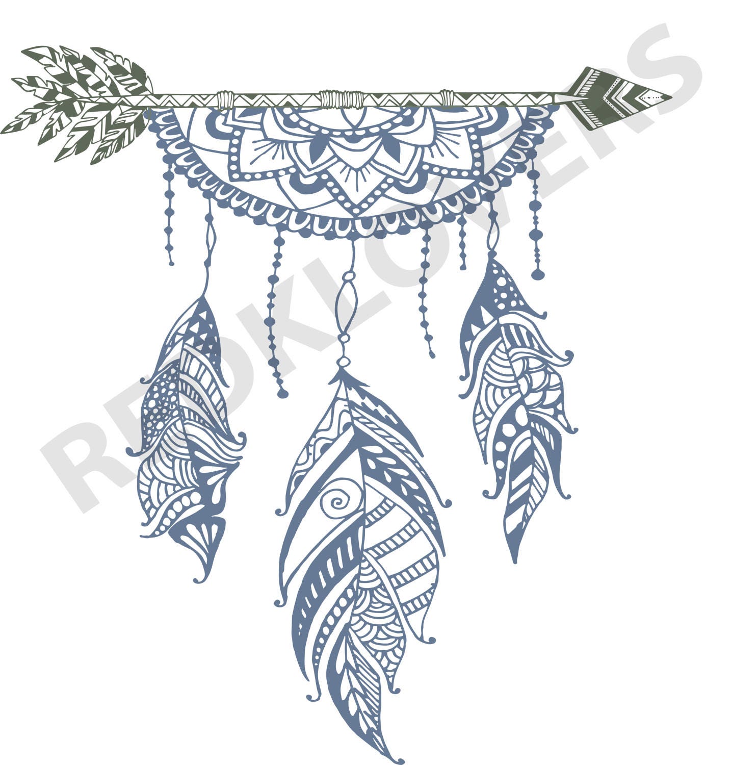 Download SVG DXF silhouette feather arrows dreamcatcher boho native