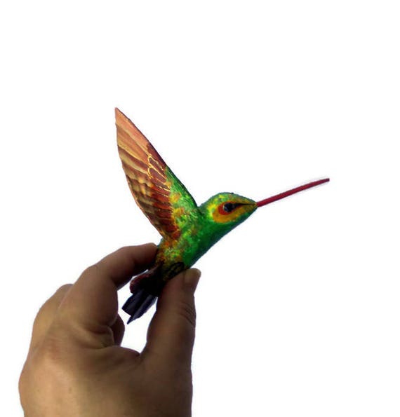 hummingbird art papier mache Colibrì sculpture bird