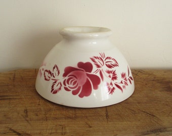 French BIG vintage bowl, DIGOIN France, Flowers, Bol Café au lait, 1930, Antique home decor