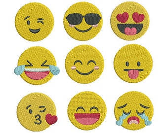 Mini Emoji Embroidery Design Set - Instant Download
