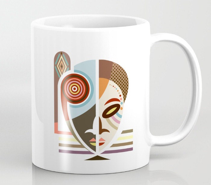 African Mask Coffee Mug, African Gifts, African Design, African