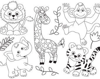 Chalkboard Baby Zoo Animals Clipart Set Jungle Safari