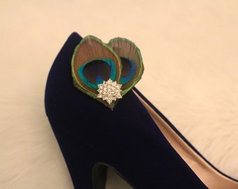 Elegant Peacock Shoe Clips