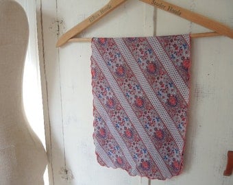Vintage 1970s polyester scarf striped floral 10 x 31 inches