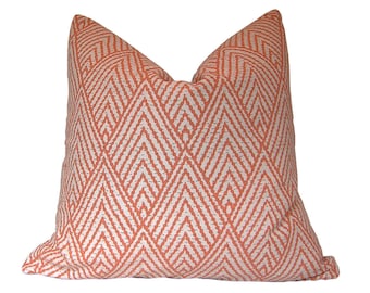 Custom Pillow Cover / Tahitian Stitch Pillow / Lacefield Designs / Tangerine / Orange Melon / Fabric Both Sides / Made to Order