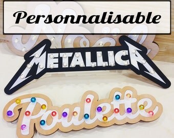Mot lumineux personnalisable, enseigne lumineuse à led - lampe découpé à la laser - lasercut