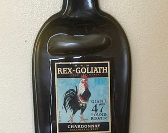 Rex Goliath Flattened Wine Bottle Chacuterie Board Tray Plattee Slumped Glass Recycled Upcycled