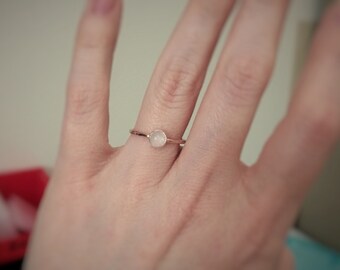 Flash Sale Rose Quartz Ring, Faceted Ring, Mixed Metal Stacking Ring, Unique Design, Rose Gold Ring, Gold & Silver Ring, Quartz Stacking Rin