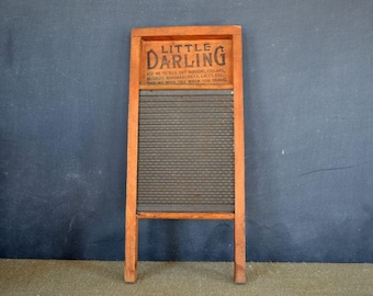 Vintage Little Darling Washboard | National Washboard Co | Wood Washboard | Metal Scrubboard | Vintage Laundry Room Decor | Farmhouse Style
