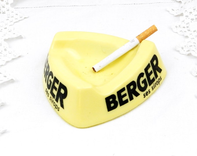 Vintage Mid Century Berger Opalex Yellow Glass Ashtray, Retro Decor, Vintage Home, Interior, European, Man Cave , Tobacciana