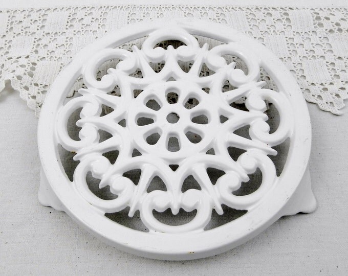 Small Vintage French Cast Iron White Enamelware Decotec Trivet, Hot Plate, Heat Mat, Cottage Kitchenware, French Country Decor, Kitchenware Small Vintage French Cast Iron White Enamelware Decotec Trivet, Hot Plate, Heat Mat, Cottage Kitchenware, French Country Decor, Kitchenware