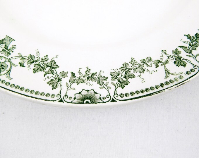 Large Serving Antique French Ceramic Dark Blue Transferware Badonviller Napoleon III Plate, Chateau, Chic, French Country Decor, Brocante