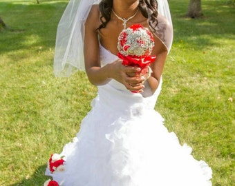 Brooch Bouquet | 6" Brooch Bouquet | Small Brooch Bouquet | Rhinestone Bridal Bouquet | Jeweled Bridal Bouquet