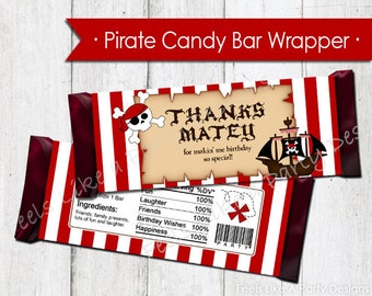 Pirate Chocolate Candy Bar Wrappers - Instant Download