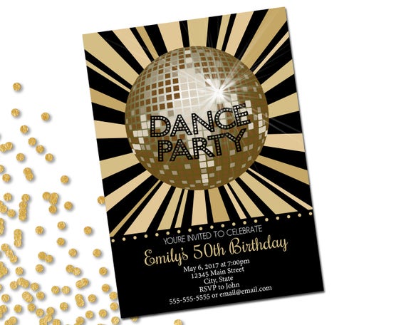 dance-disco-party-invitation-birthday-party-invitation-disco-ball