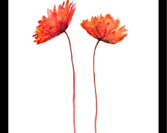 Poppies art Floral painting Poppies painting Gift for her ORIGINAL watercolour painting Poppies watercolour 9 x 12 inches wall art