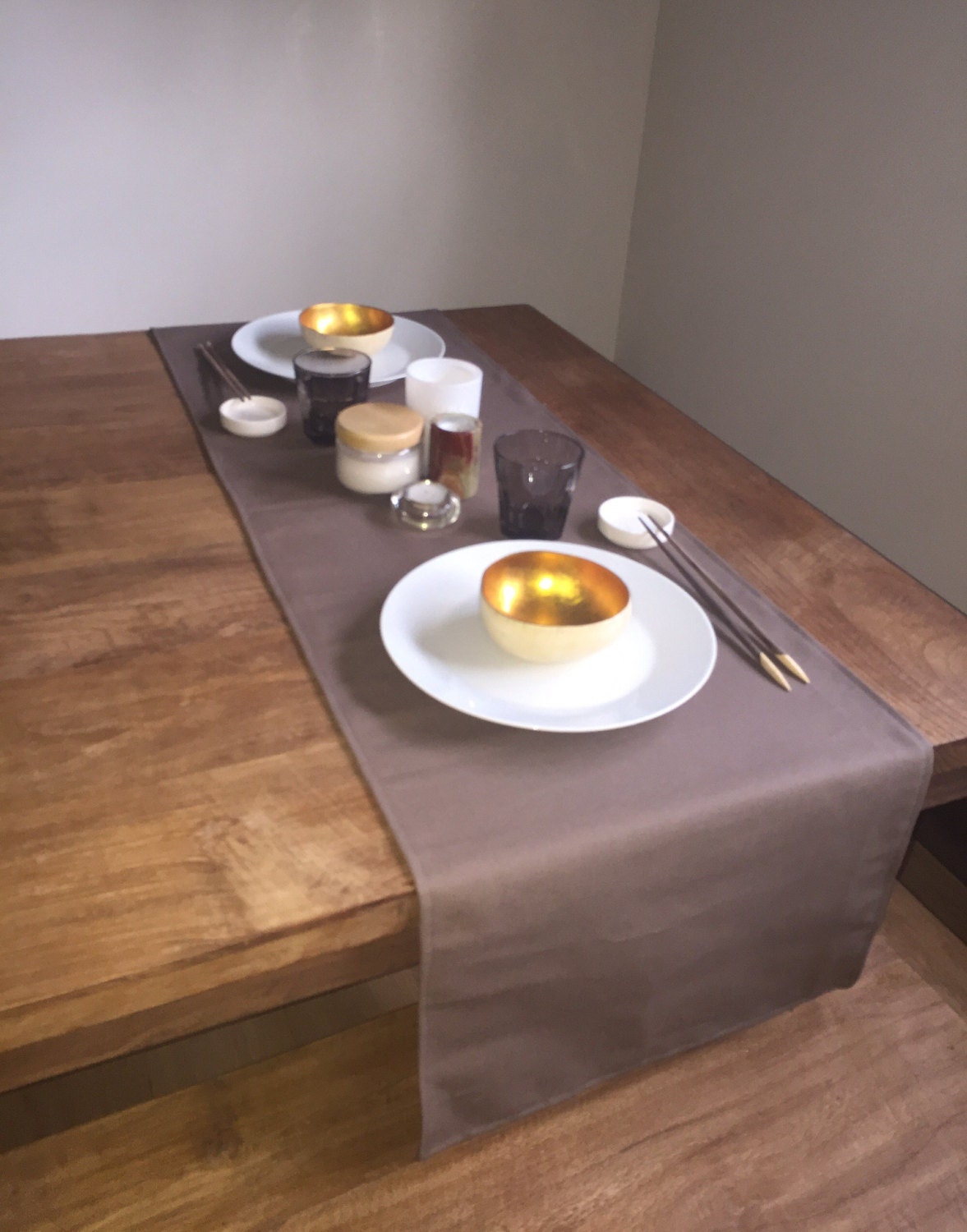 Brown Grey Linen Table Runner minimalistic by ScandaloAlSole