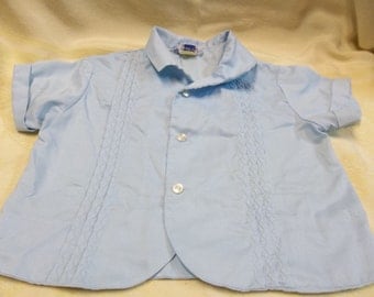 Vintage Blue Diaper Shirt, Mid Century Baby Boy Shirt, S