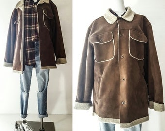 70s 70s Clothing SHERPA Sherpa Jacket Sherpa COAT SHEARLING Coat Shearling Shearling Jacket Mens Shearling Coat Hippie Shearling Boho Suede