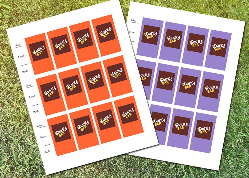 Willy Wonka Mini Chocolate Bar Wrapper Printable Instant