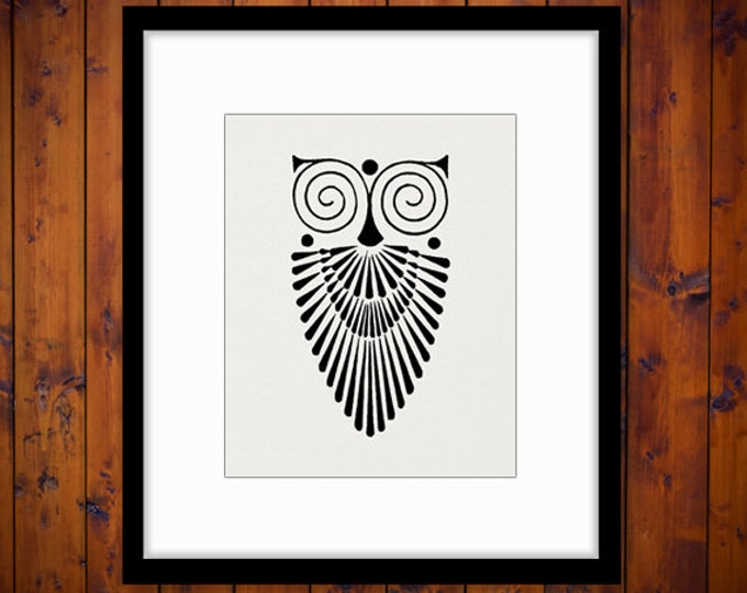 Art Deco Owl Image Graphic Antique Bird Digital Printable Animal Art Digital Owl Illustration Vintage Clip Art Jpg Png Eps HQ 300dpi No.4068