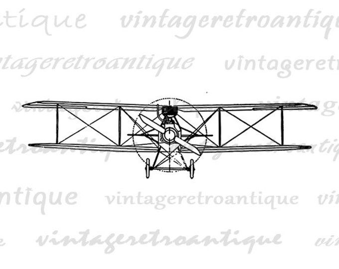 Printable 1917 Biplane Graphic Image Antique Airplane Digital Vintage Plane Download Clip Art Jpg Png Eps HQ 300dpi No.1607
