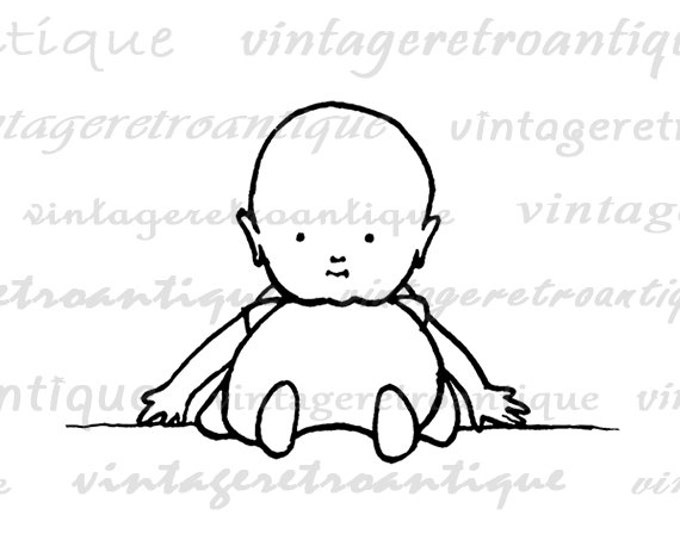 Digital Cute Baby Image Graphic Cartoon Printable Download Illustration Vintage Clip Art Jpg Png Eps HQ 300dpi No.3615